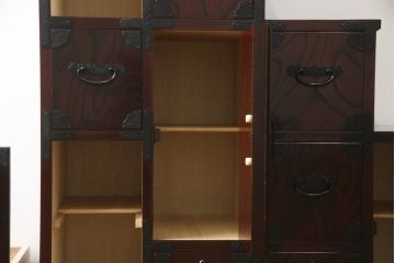 中古　美品　筑後民芸　美しい木目が高級感を演出する階段箪笥(和タンス、収納箪笥)(定価約26万円)(R-051190)