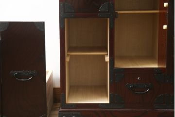 中古　美品　筑後民芸　美しい木目が高級感を演出する階段箪笥(和タンス、収納箪笥)(定価約26万円)(R-051190)