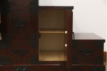 中古　美品　筑後民芸　美しい木目が高級感を演出する階段箪笥(和タンス、収納箪笥)(定価約26万円)(R-051190)