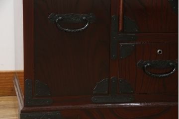 中古　美品　筑後民芸　美しい木目が高級感を演出する階段箪笥(和タンス、収納箪笥)(定価約26万円)(R-051190)