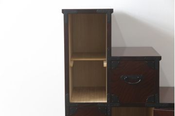 中古　美品　筑後民芸　美しい木目が高級感を演出する階段箪笥(和タンス、収納箪笥)(定価約26万円)(R-051191)