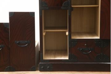 中古　美品　筑後民芸　美しい木目が高級感を演出する階段箪笥(和タンス、収納箪笥)(定価約26万円)(R-051191)