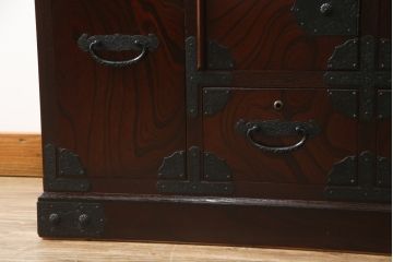 中古　美品　筑後民芸　美しい木目が高級感を演出する階段箪笥(和タンス、収納箪笥)(定価約26万円)(R-051191)