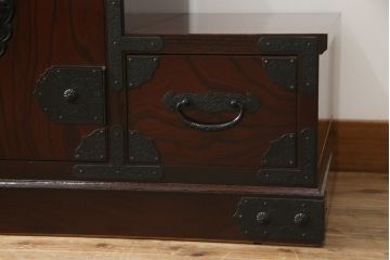 中古　美品　筑後民芸　美しい木目が高級感を演出する階段箪笥(和タンス、収納箪笥)(定価約26万円)(R-051191)