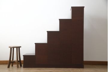 中古　美品　筑後民芸　美しい木目が高級感を演出する階段箪笥(和タンス、収納箪笥)(定価約26万円)(R-051191)