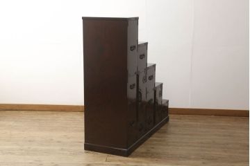 中古　美品　筑後民芸　美しい木目が高級感を演出する階段箪笥(和タンス、収納箪笥)(定価約26万円)(R-051193)