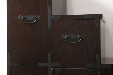 中古　美品　筑後民芸　美しい木目が高級感を演出する階段箪笥(和タンス、収納箪笥)(定価約26万円)(R-051193)