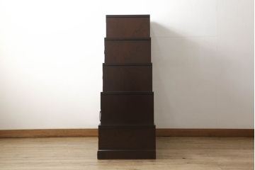 中古　美品　筑後民芸　美しい木目が高級感を演出する階段箪笥(和タンス、収納箪笥)(定価約26万円)(R-051193)