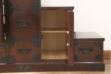 中古　美品　筑後民芸　美しい木目が高級感を演出する階段箪笥(和タンス、収納箪笥)(定価約26万円)(R-051194)
