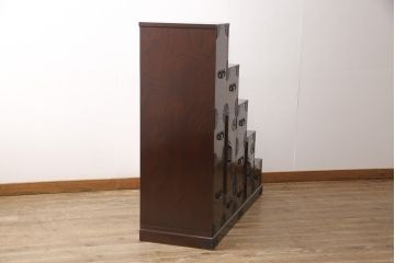 中古　美品　筑後民芸　美しい木目が高級感を演出する階段箪笥(和タンス、収納箪笥)(定価約26万円)(R-051194)