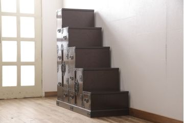 中古　美品　筑後民芸　美しい木目が高級感を演出する階段箪笥(和タンス、収納箪笥)(定価約26万円)(R-051194)