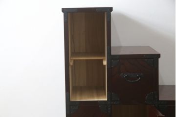 中古　美品　筑後民芸　美しい木目が高級感を演出する階段箪笥(和タンス、収納箪笥)(定価約26万円)(R-051195)
