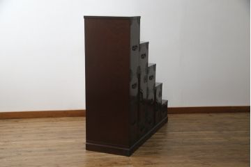 中古　美品　筑後民芸　美しい木目が高級感を演出する階段箪笥(和タンス、収納箪笥)(定価約26万円)(R-051195)