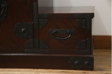 中古　美品　筑後民芸　美しい木目が高級感を演出する階段箪笥(和タンス、収納箪笥)(定価約26万円)(R-051195)