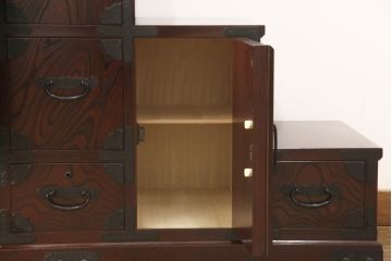 中古　美品　筑後民芸　美しい木目が高級感を演出する階段箪笥(和タンス、収納箪笥)(定価約26万円)(R-051196)