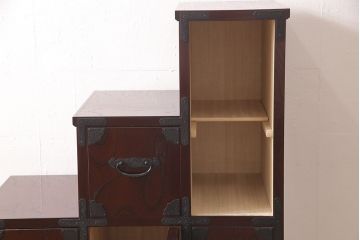 中古　美品　筑後民芸　美しい木目が高級感を演出する階段箪笥(和タンス、収納箪笥)(定価約26万円)(R-051197)