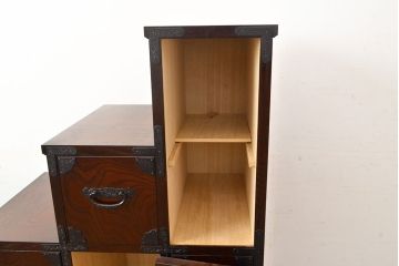 中古　美品　筑後民芸　美しい木目が高級感を演出する階段箪笥(和タンス、収納箪笥)(定価約26万円)(R-051198)