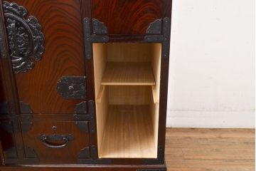 中古　美品　筑後民芸　美しい木目が高級感を演出する階段箪笥(和タンス、収納箪笥)(定価約26万円)(R-051198)