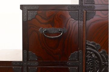 中古　美品　筑後民芸　美しい木目が高級感を演出する階段箪笥(和タンス、収納箪笥)(定価約26万円)(R-051198)