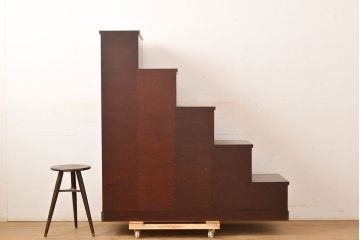 中古　美品　筑後民芸　美しい木目が高級感を演出する階段箪笥(和タンス、収納箪笥)(定価約26万円)(R-051198)