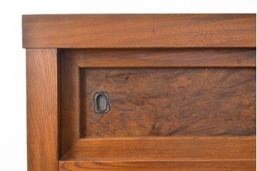 和製アンティーク　三方ケヤキ材　上手物!上質な和の空間づくりに活躍する美濃帳場箪笥(ローボード、時代箪笥、和タンス)(R-051200)