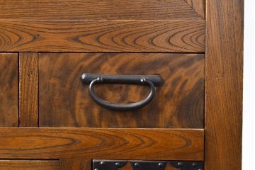 和製アンティーク　三方ケヤキ材　上手物!上質な和の空間づくりに活躍する美濃帳場箪笥(サイドボード、時代箪笥、和タンス)(R-051201)