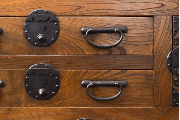 和製アンティーク　三方ケヤキ材　上手物!上質な和の空間づくりに活躍する美濃帳場箪笥(サイドボード、時代箪笥、和タンス)(R-051201)