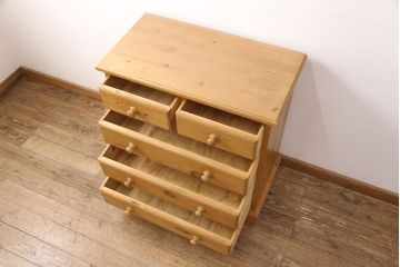 中古　PENNY WISE(ペニーワイズ)　パイン材　希少!絶版品!カントリースタイルの空間づくりに活躍するチェスト(引き出し、サイドチェスト)(定価約14万円)(R-051204)