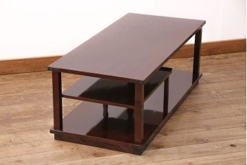 中古　極美品　民芸家具　木地呂塗り　漆の艶が美しい総ケヤキ材製の飾り棚(置き床、違い棚、陳列棚、店舗什器)(定価約38万円)(R-051206)