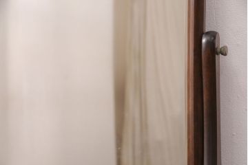 中古　美品　松本民芸家具　ラッシ座面が魅力!洗練された大人の空間を演出するドレッサー&スツールセット(鏡台、ミラー、椅子)(R-051209)