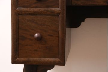 中古　美品　松本民芸家具　ラッシ座面が魅力!洗練された大人の空間を演出するドレッサー&スツールセット(鏡台、ミラー、椅子)(R-051209)