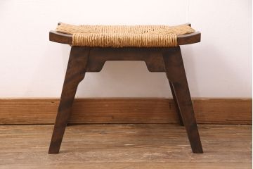 中古　美品　松本民芸家具　ラッシ座面が魅力!洗練された大人の空間を演出するドレッサー&スツールセット(鏡台、ミラー、椅子)(R-051209)
