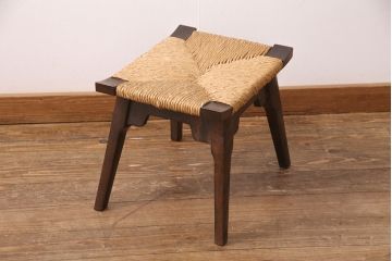 中古　美品　松本民芸家具　ラッシ座面が魅力!洗練された大人の空間を演出するドレッサー&スツールセット(鏡台、ミラー、椅子)(R-051209)