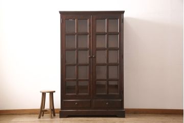 中古　美品　北海道民芸家具　和洋折衷どちらのお部屋にも馴染むブックケース(本箱、収納棚、キャビネット、飾り棚)(R-051210)