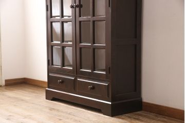 中古　美品　北海道民芸家具　和洋折衷どちらのお部屋にも馴染むブックケース(本箱、収納棚、キャビネット、飾り棚)(R-051210)
