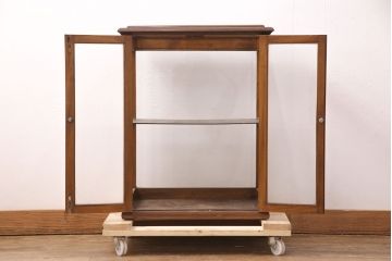 アンティーク家具　カバ材　扉がおしゃれな雰囲気を高める卓上ガラスケース(ショーケース、陳列棚、飾り棚)(R-051213)