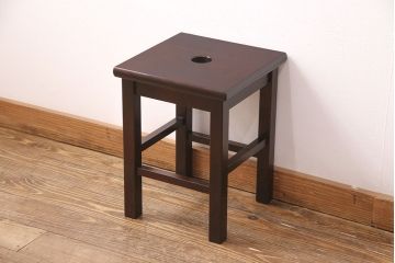 中古　美品　北海道民芸家具　落ち着きのある空間づくりにおすすめのスツール(花台、板座、飾り棚)(R-051215)