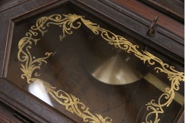 和製アンティーク　TAKANO(高野時計)製　電池式　八角合長型のレトロな柱時計(掛け時計、八角時計)(R-051227)