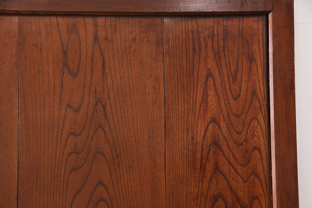 アンティーク建具　明治期　総ケヤキ材　漆塗り　和の情緒あふれる蔵戸(玄関戸、玄関ドア、引き戸)(R-051228)