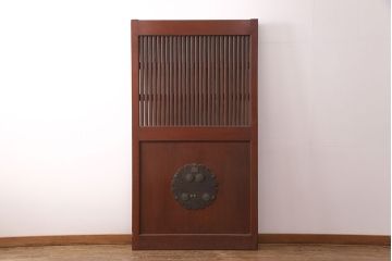 アンティーク建具　大正昭和初期　総ケヤキ材　上品な佇まいが魅力の富山蔵戸(玄関戸、玄関ドア、引き戸)(R-051231)