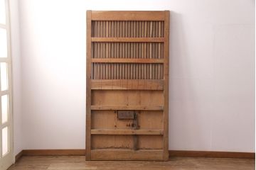 アンティーク建具　大正昭和初期　総ケヤキ材　上品な佇まいが魅力の富山蔵戸(玄関戸、玄関ドア、引き戸)(R-051231)
