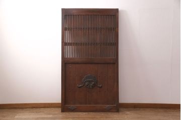 アンティーク建具　明治大正期　栗材　和の情緒あふれる蔵戸(玄関戸、玄関ドア、引き戸)(R-051233)