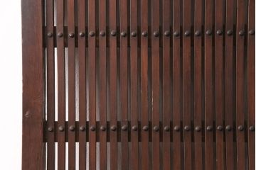 アンティーク建具　明治大正期　栗材　和の情緒あふれる蔵戸(玄関戸、玄関ドア、引き戸)(R-051233)