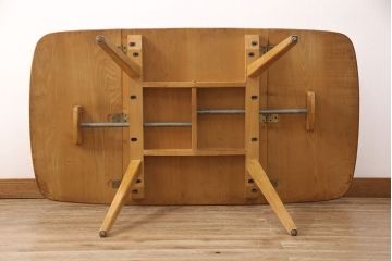 イギリスヴィンテージ　ERCOL(アーコール)　シンプルでお洒落なダイニングセット(ダイニングテーブル、エクステンション、ダイニングチェア2脚、ビンテージ)(R-051236)