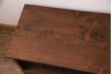 ラフジュ工房オリジナル　古建具リメイク　格子の彫刻が可愛らしいテレビ台(テレビボード、ローボード、リビングボード、収納棚)(R-051238)