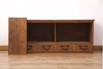 ラフジュ工房オリジナル　古建具リメイク　きらきら輝くダイヤガラスがレトロな雰囲気を醸しだすテレビ台(テレビボード、ローボード、リビングボード、収納棚)(R-051239)