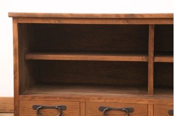 ラフジュ工房オリジナル　古建具リメイク　きらきら輝くダイヤガラスがレトロな雰囲気を醸しだすテレビ台(テレビボード、ローボード、リビングボード、収納棚)(R-051239)