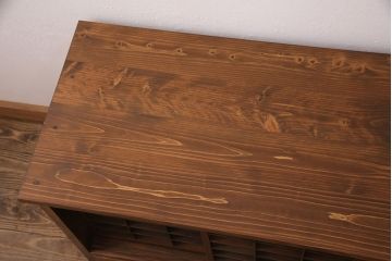 ラフジュ工房オリジナル　古建具リメイク　きらきら輝くダイヤガラスがレトロな雰囲気を醸しだすテレビ台(テレビボード、ローボード、リビングボード、収納棚)(R-051239)