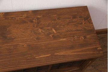 ラフジュ工房オリジナル　古建具リメイク　きらきら輝くダイヤガラスがレトロな雰囲気を醸しだすテレビ台(テレビボード、ローボード、リビングボード、収納棚)(R-051239)