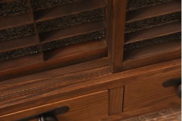 ラフジュ工房オリジナル　古建具リメイク　きらきら輝くダイヤガラスがレトロな雰囲気を醸しだすテレビ台(テレビボード、ローボード、リビングボード、収納棚)(R-051239)